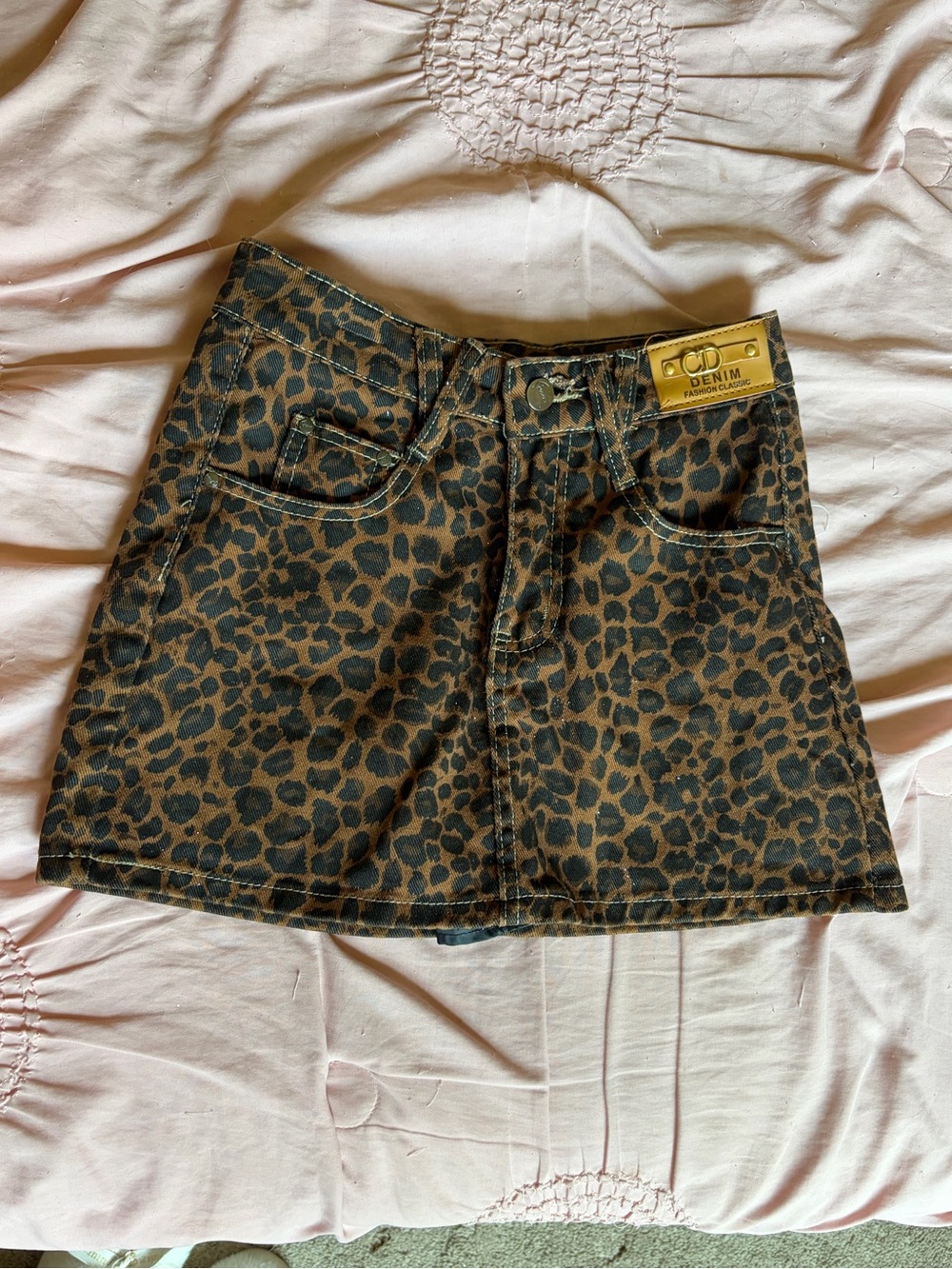 Leopard Print Mini Skirt in Brown